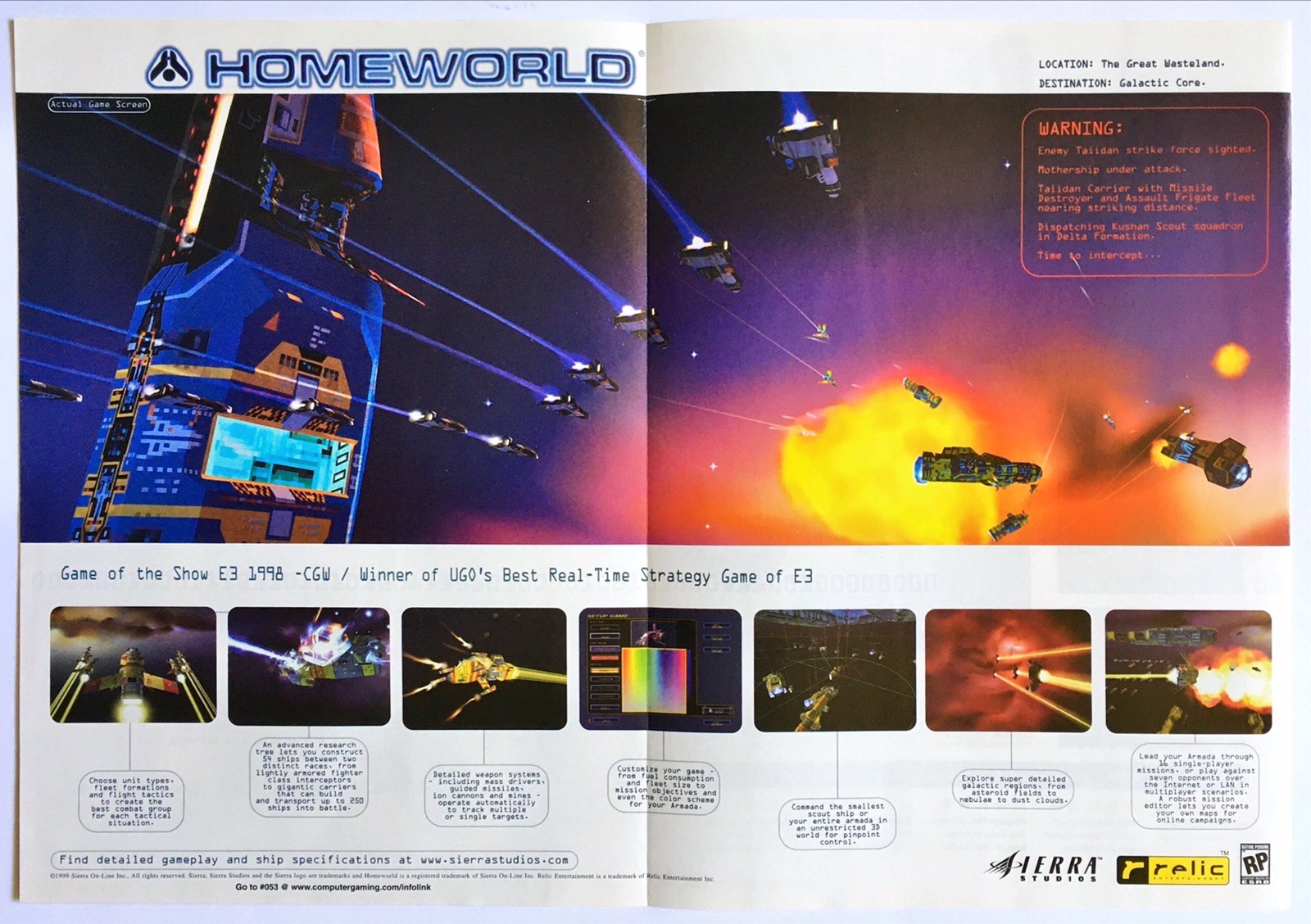 Homeworld - PC Game - Vintage Original Fold Out Poster Relic Promo Art 1999