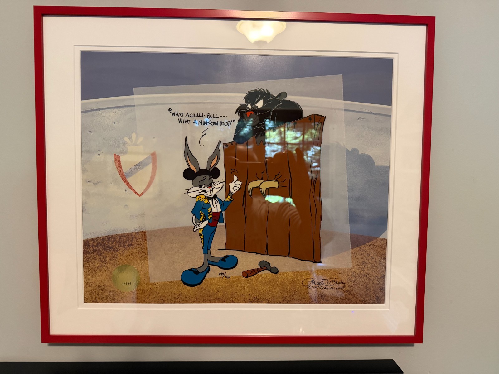 Chuck Jones Bugs & Gulli-Bull Bugs Bunny Cel Signed #694/750 Framed COA