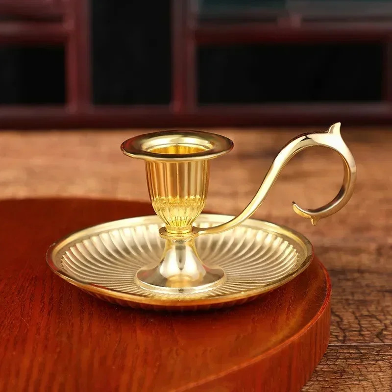 Candle Holder Stand European Style Retro Single Head Handheld Candlestick Taper