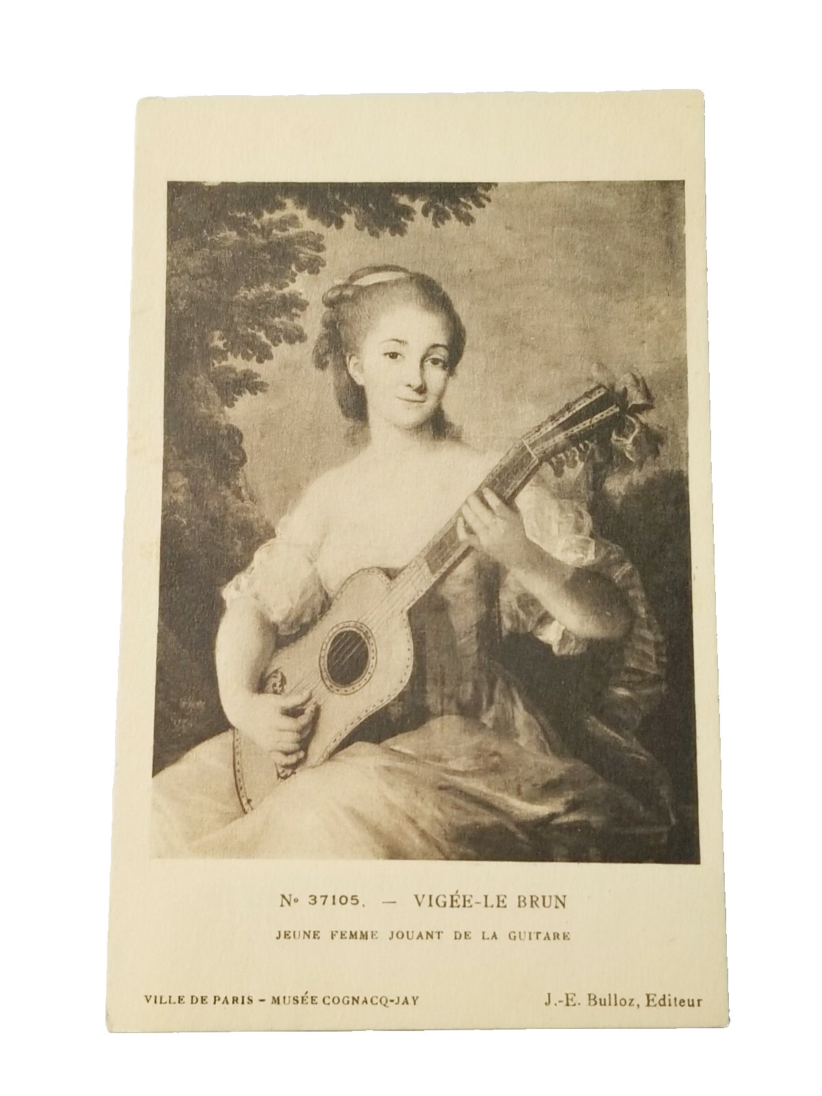 1934 Postcard Vigee-Le Brun Jeune Femme Jouant De La Guitare Woman Paris France
