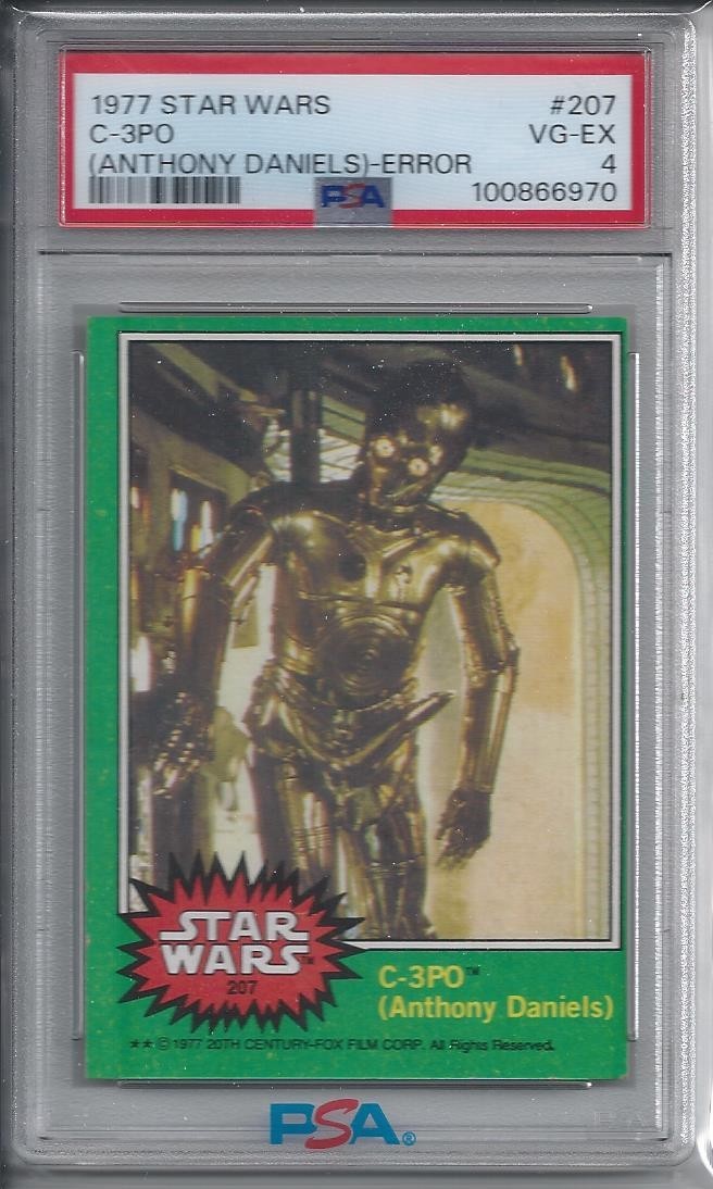1977 Topps Star Wars C-3PO Anthony Daniels Goldenrod Error #207 - PSA 4 VG-EX