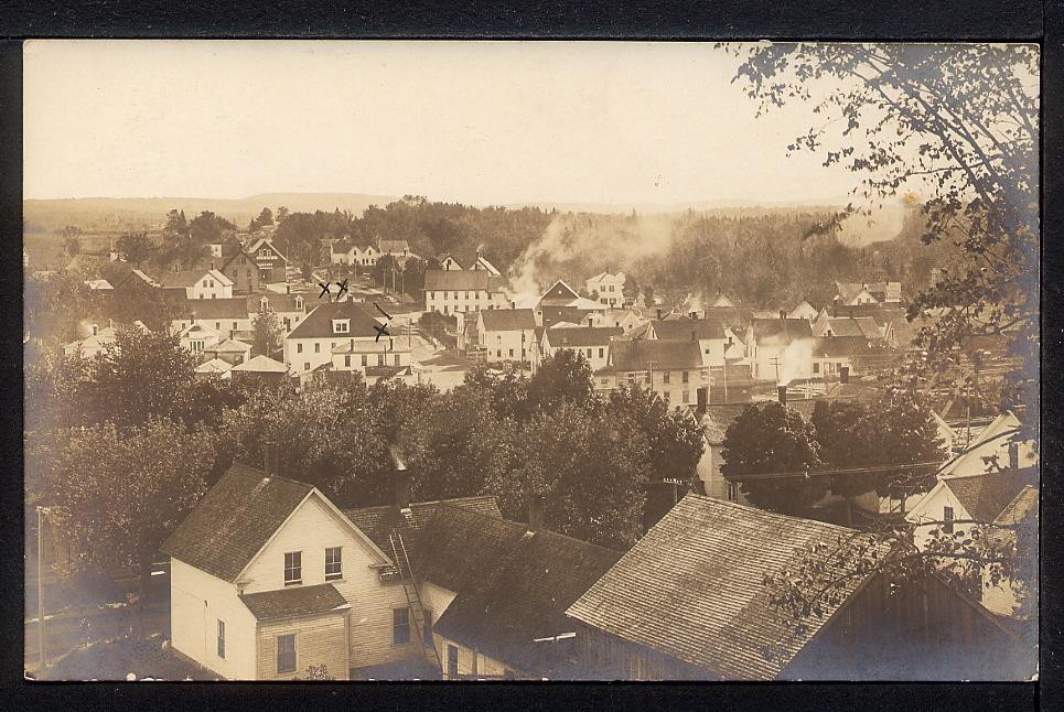 1910 BRUNSWICK MAINE Birds Eye View Photo Postcard RPPC BEV