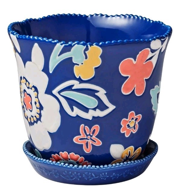 Pioneer Woman ~ MAGIC MEADOWS ~ Ceramic Planter ~ Floral Pattern ~ 8 x 8 x 7.25