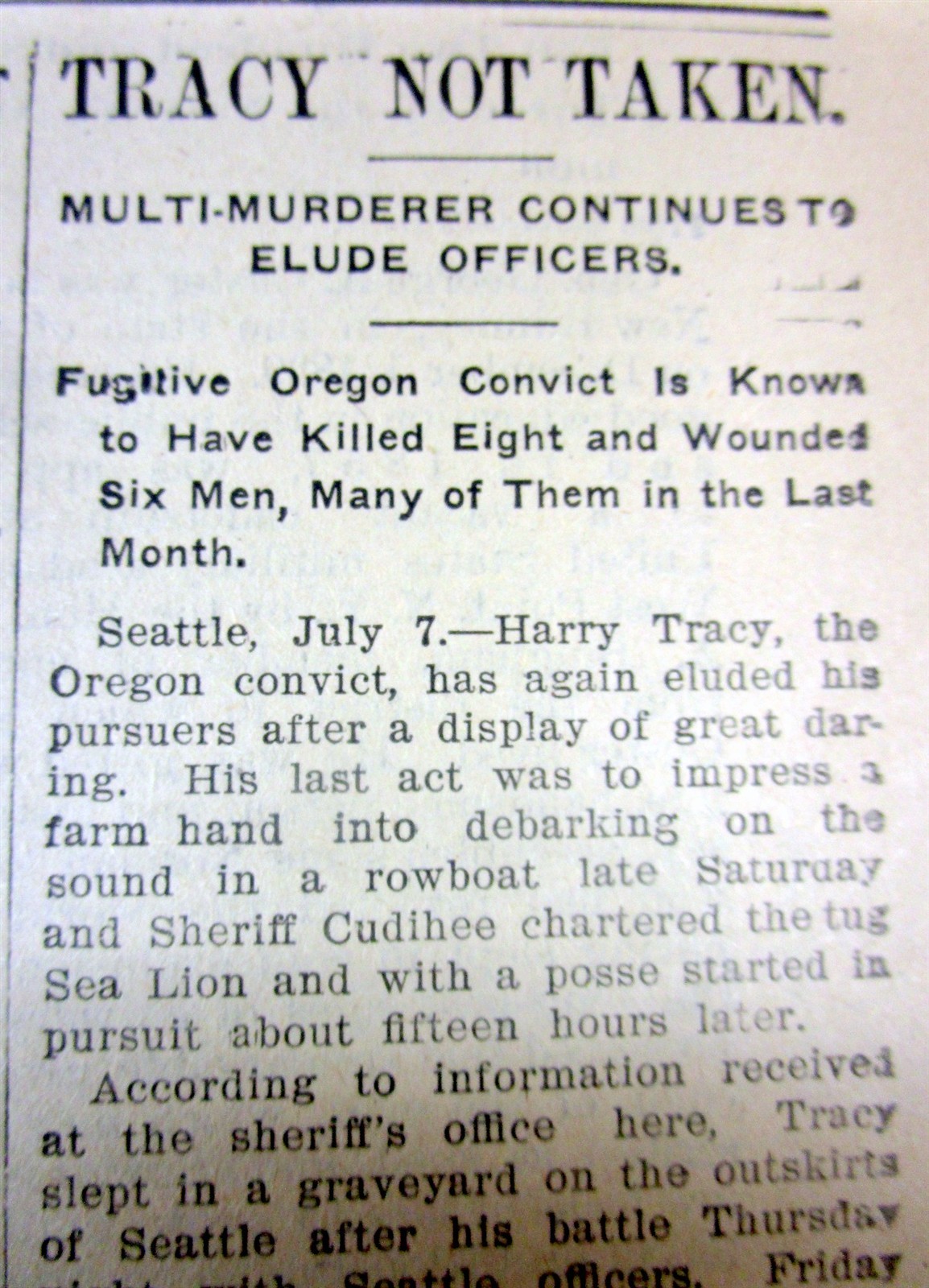 1902 Wyoming newspaper HARRY TRACY wild west outlaw on the run frm PRISON ESCAPE