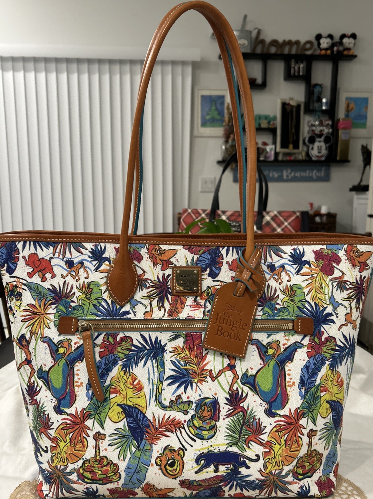 Dooney & Bourke Disney Jungle Book 1967 Film Large Tote Bag Vibrant Watercolors
