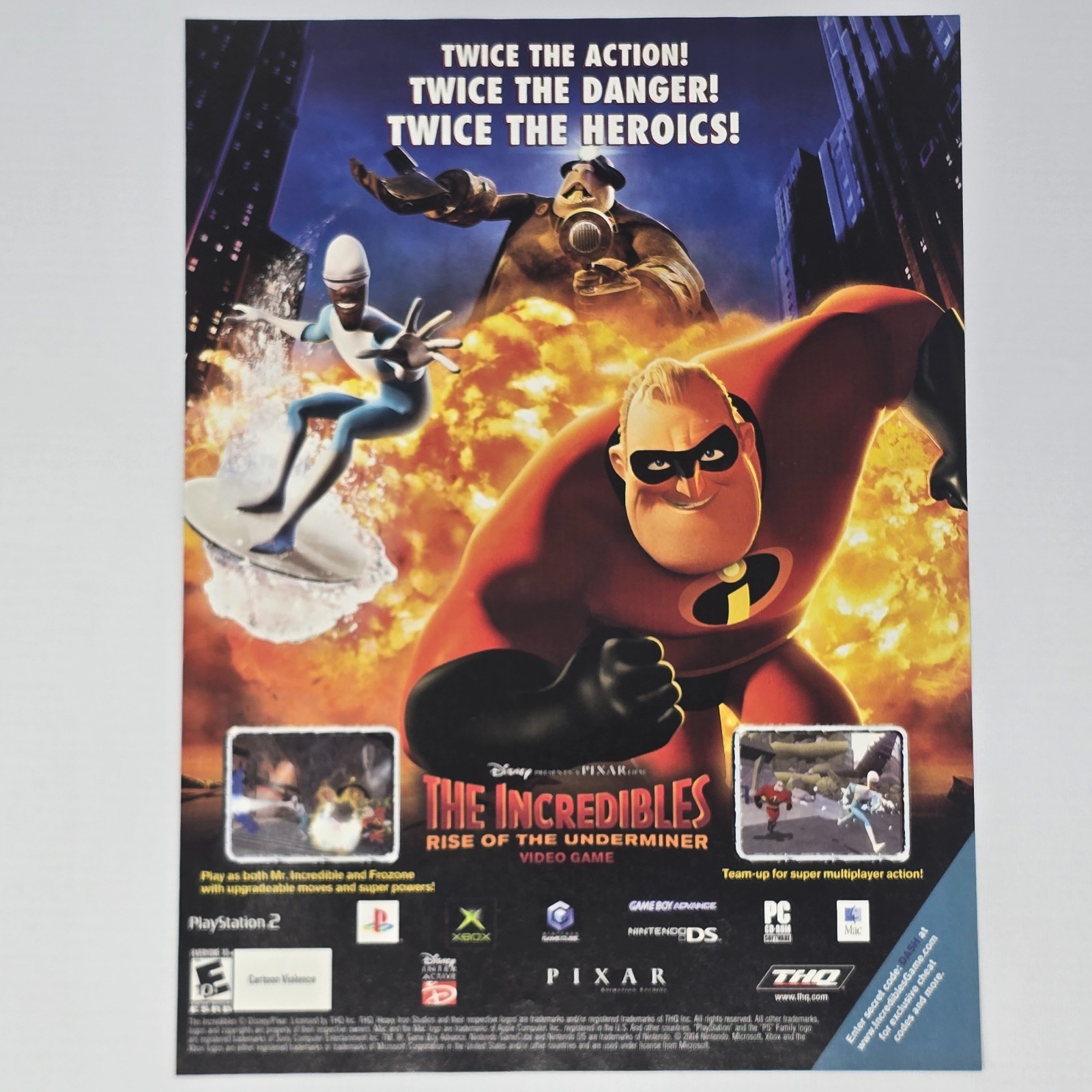 The Incredibles Rise Of The Underminer Xbox PS2 PC Heroics Print Ad/Poster