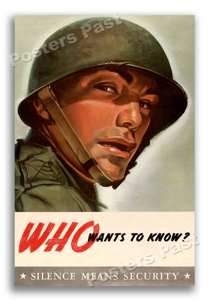 “Who Wants To Know?” 1943 Vintage Style WW2 War Poster - 16x24