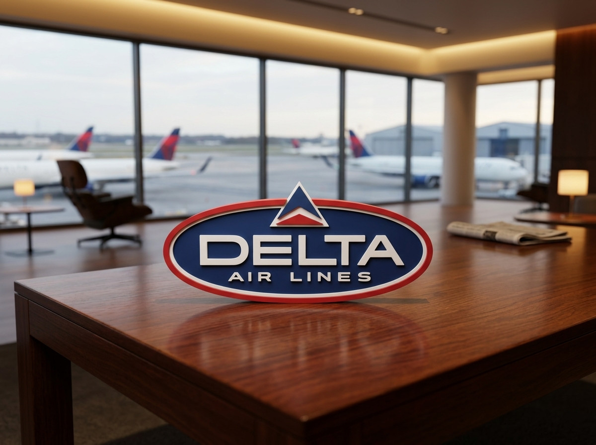 Retro Delta Air Lines 3D Wall Desk Shelf Sign Aviation Travel Decor