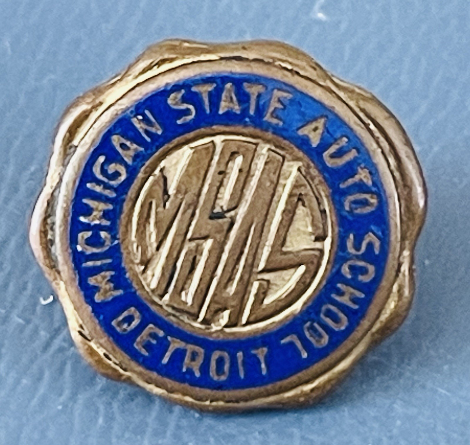 Vtge Michigan State Auto School Detroit Lapel Pin MSAS Enamel Screw Back Badge