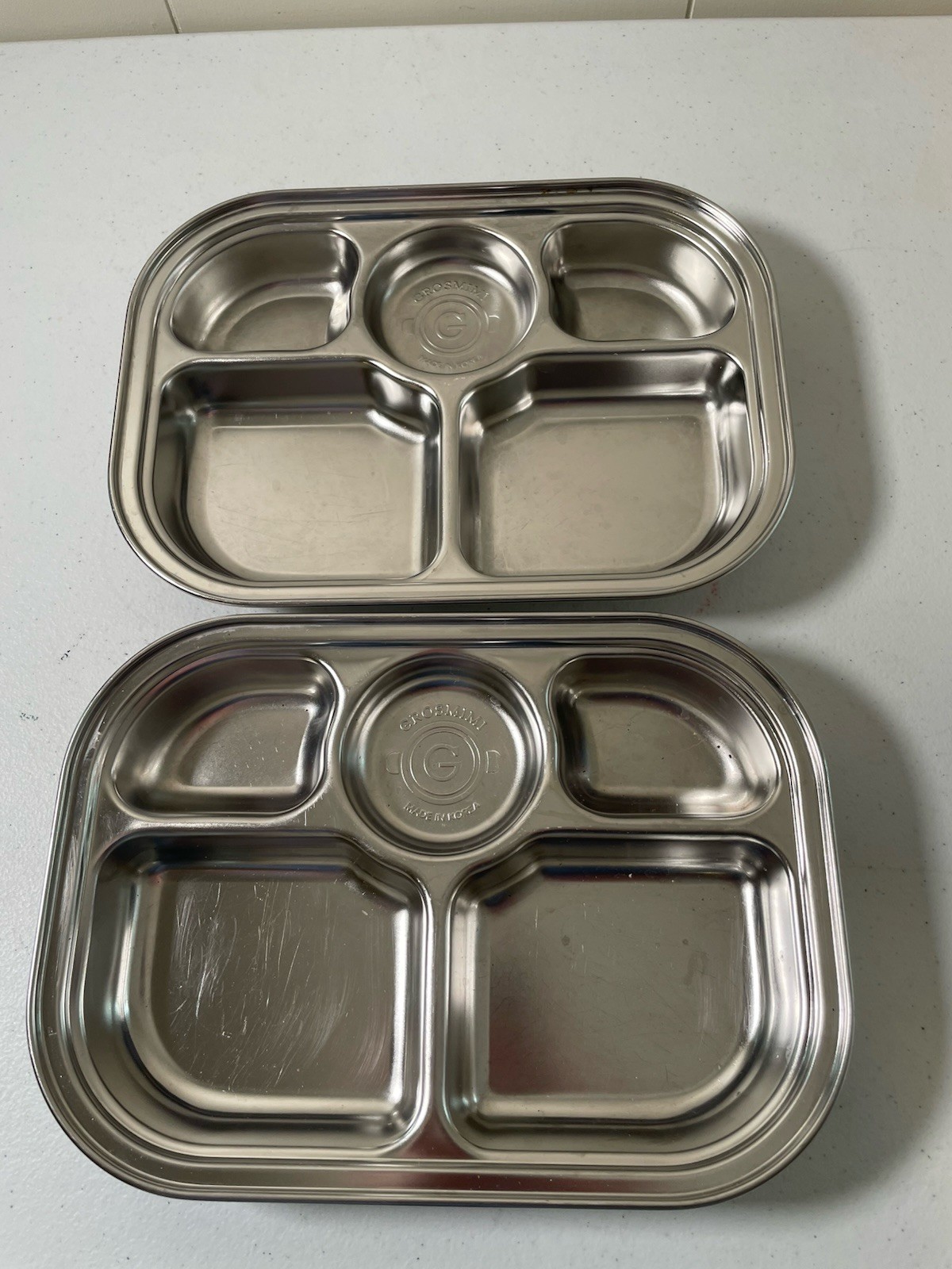 2-Grosmimi Stainless Snack Food Tray with 5 Compartments Excellent