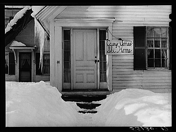 Photo:Woodstock Vermont 1900s Carrie Jones Ski Home Snowy House Sign