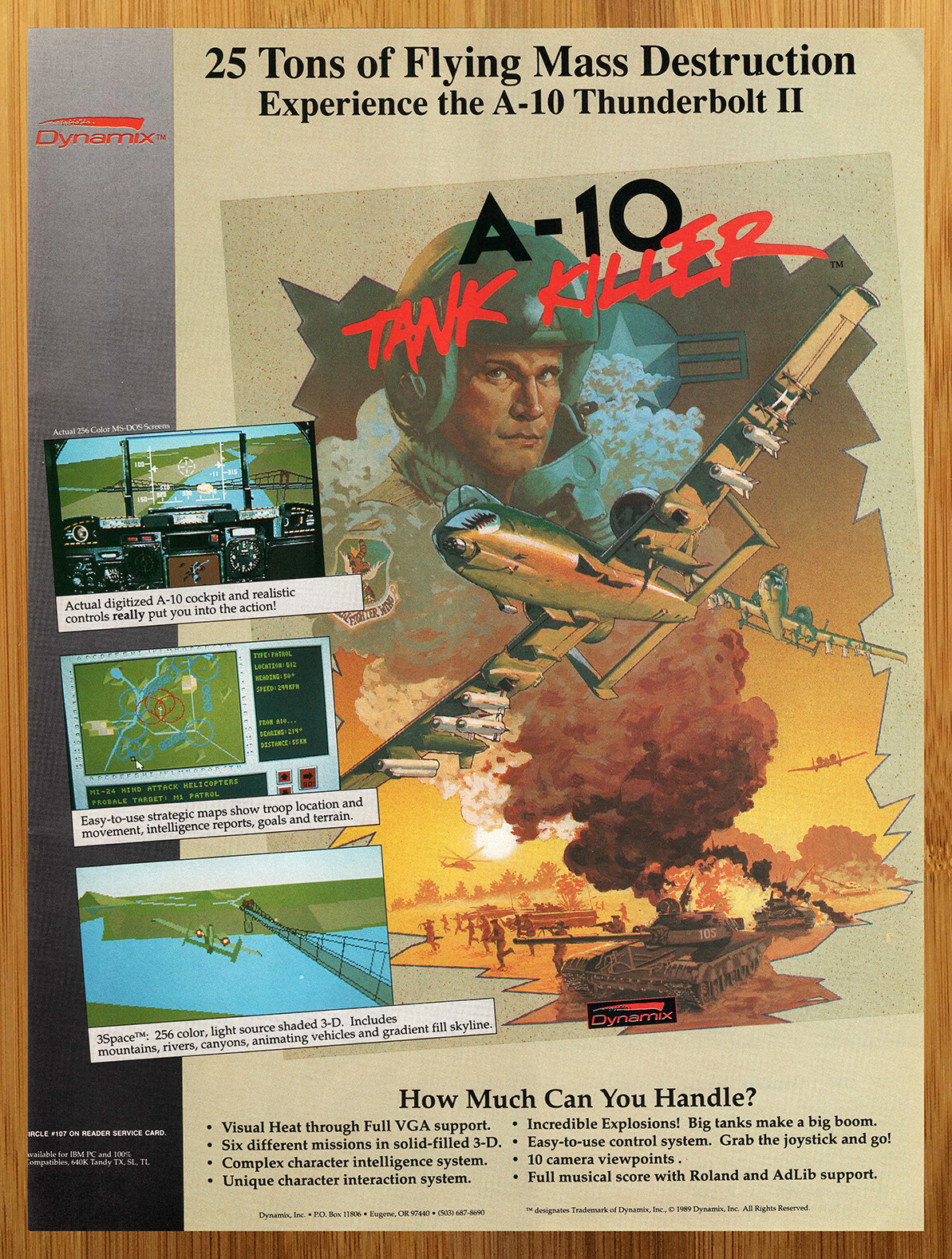 1989 A-10 Tank Killer PC MS-DOS Amiga Vintage Print Ad/Poster Retro Video Game