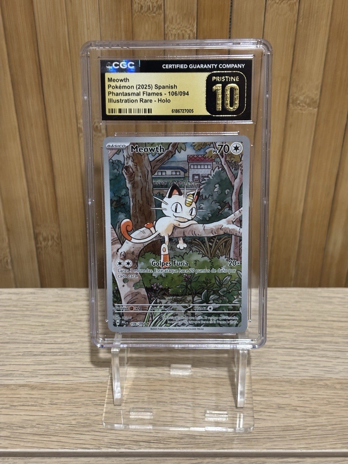 Meowth Pokemon Phantasmal Flames CGC 10 Pristine Spanish