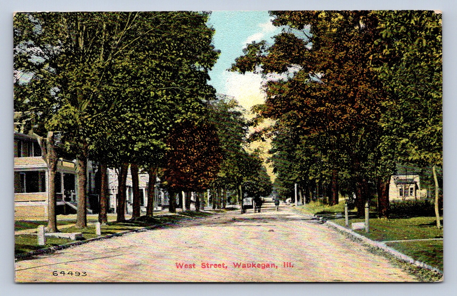 K7/ Waukegan Illinois Postcard c1910 West Street Homes Residences 622