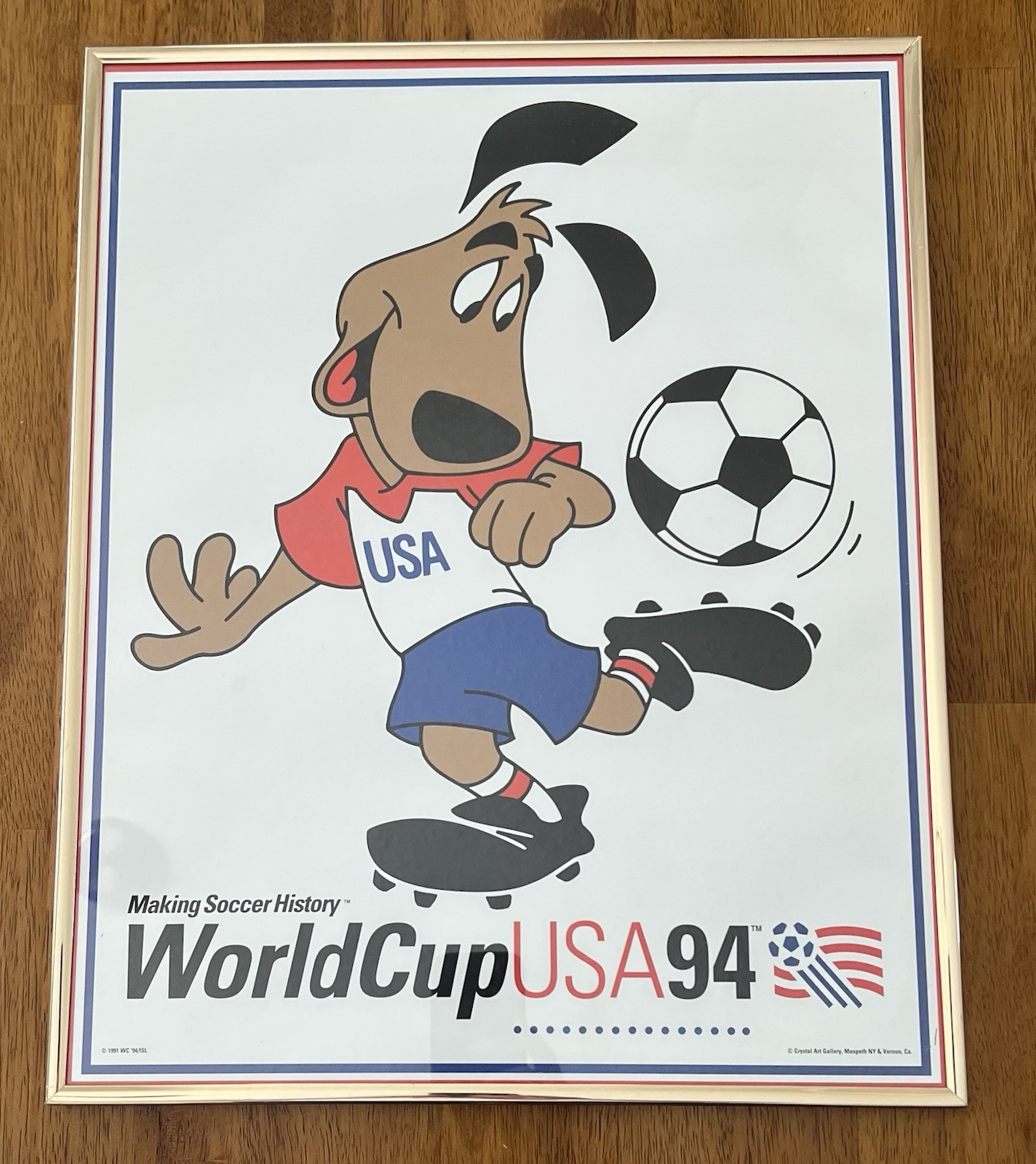 VINTAGE 1994 WORLD CUP USA SOCCER FUTBOL 16X20 POSTER STRIKER MASCOT IN FRAME