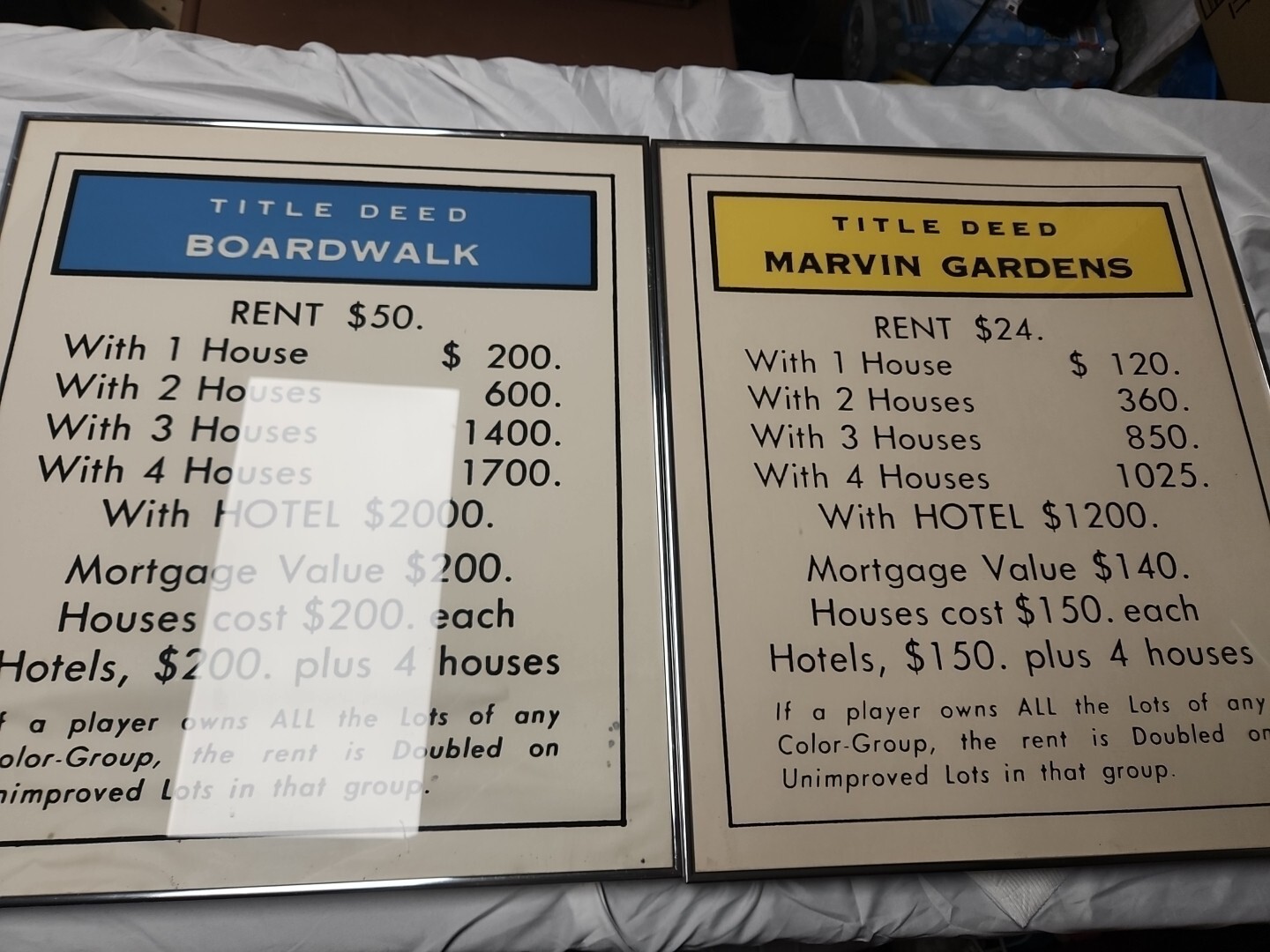 Vtg RARE 1970 Monopoly Gameboard Art Boardwalk And Marvin Gardens  Prints 24x21