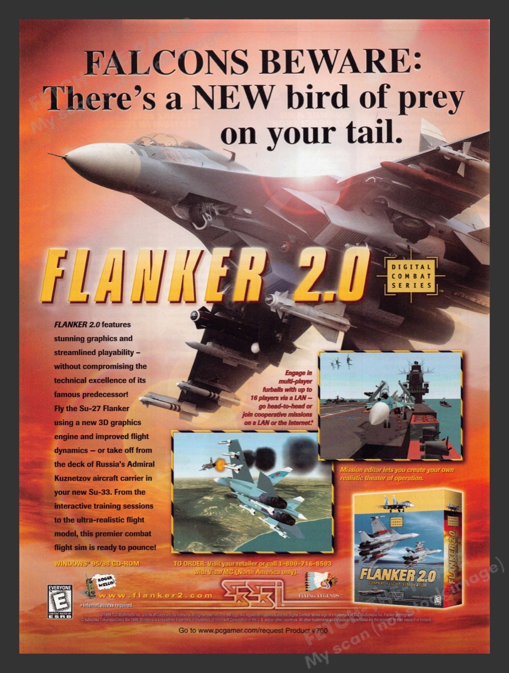 Flanker 2.0 Combat Flight Simulator 1990s Video Game Print Advertisement 1999