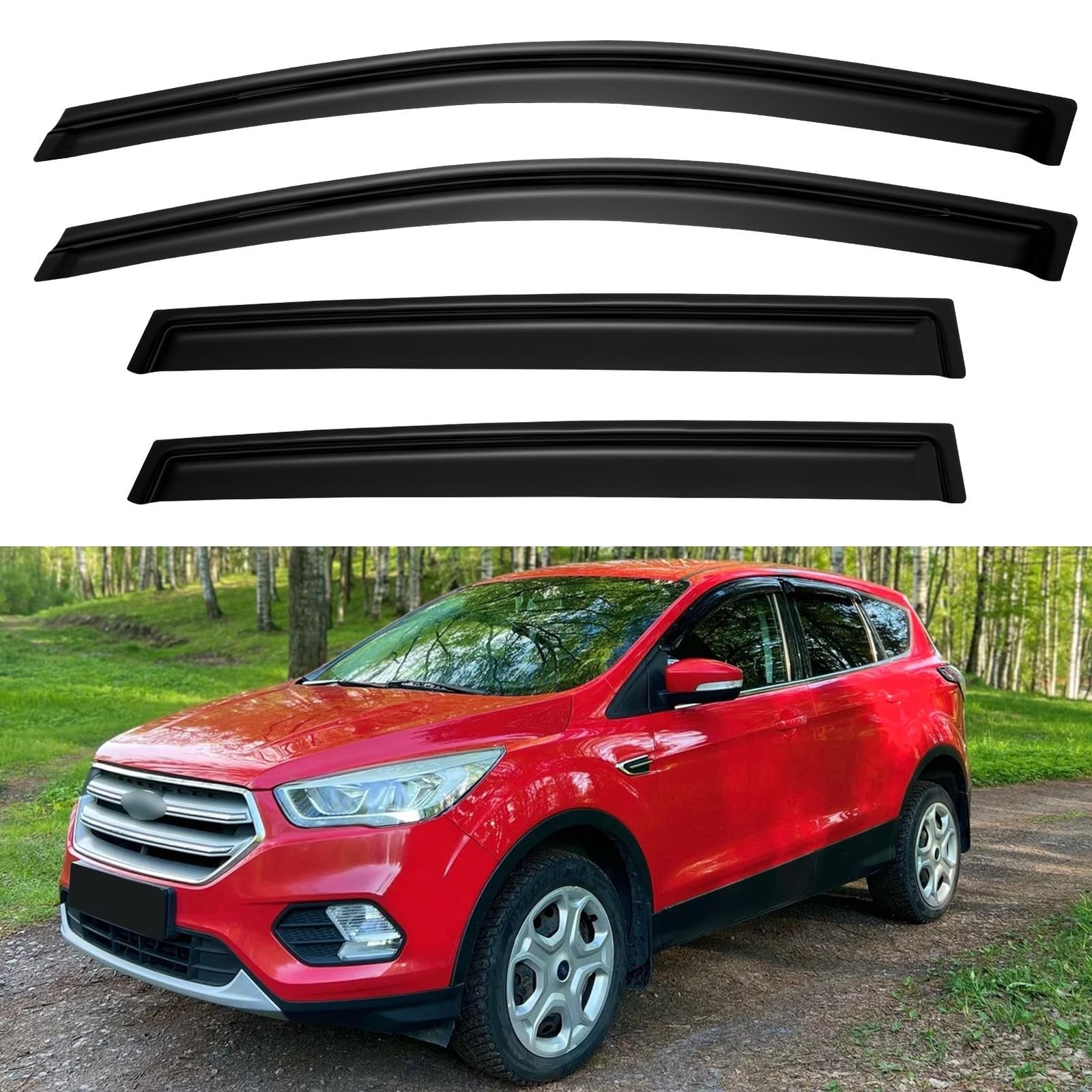 Window Rain Guards Visors for 2013-2019 Ford Escape, Out-Channel Window Vent ...