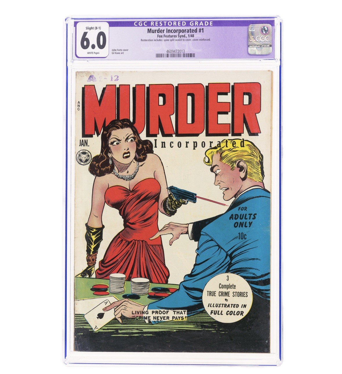 Murder Incorporated #1 (1958) CGC R 6.0 WHITE PAGES Fox Features Syndicate