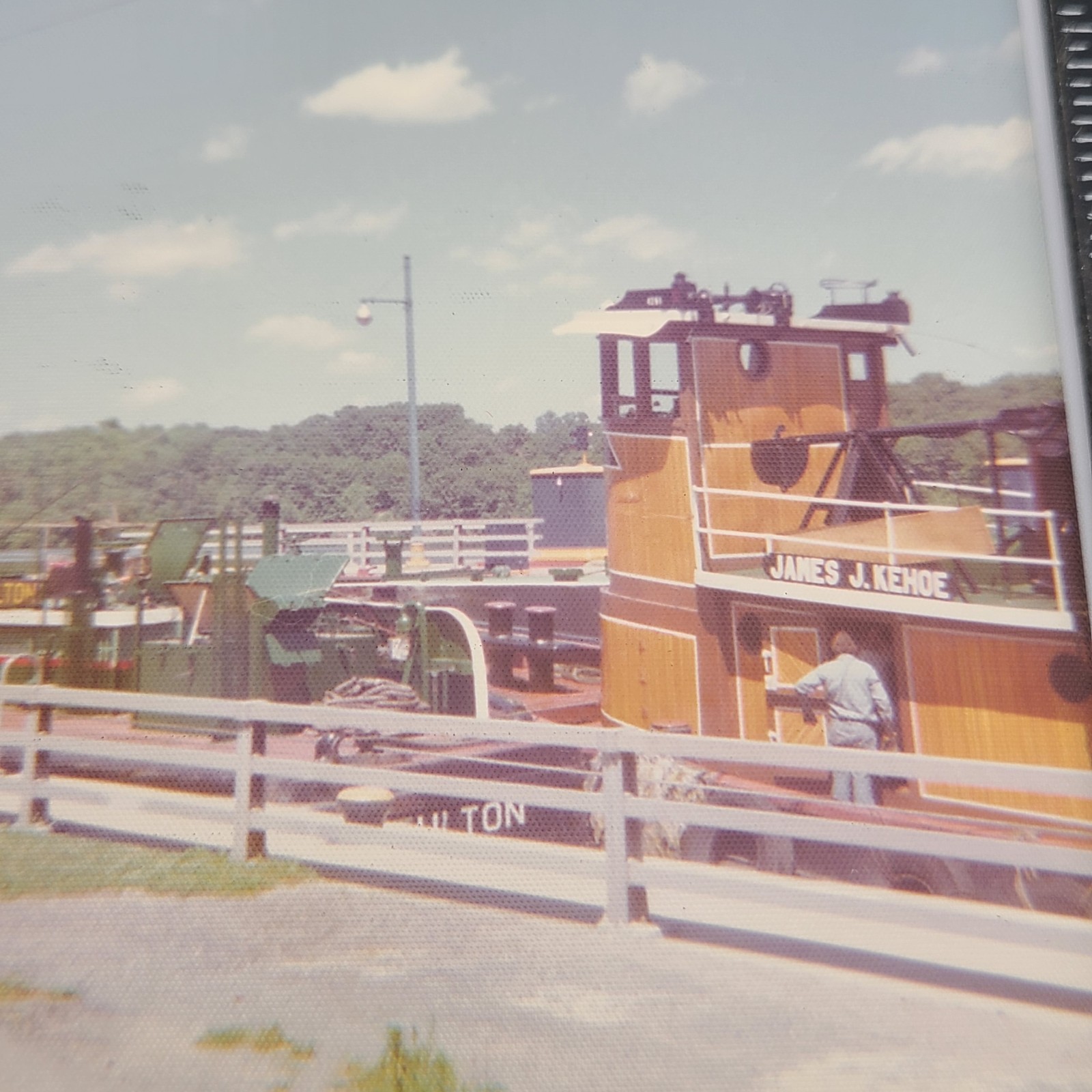 Upper Hudson River NY Tugboat Fulton Canal Lock 1974 Vintage Photo