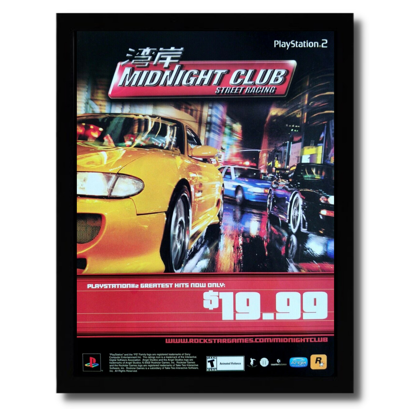 2002 Midnight Club Street Racing Framed Print Ad/Poster Original PS2 Promo Art