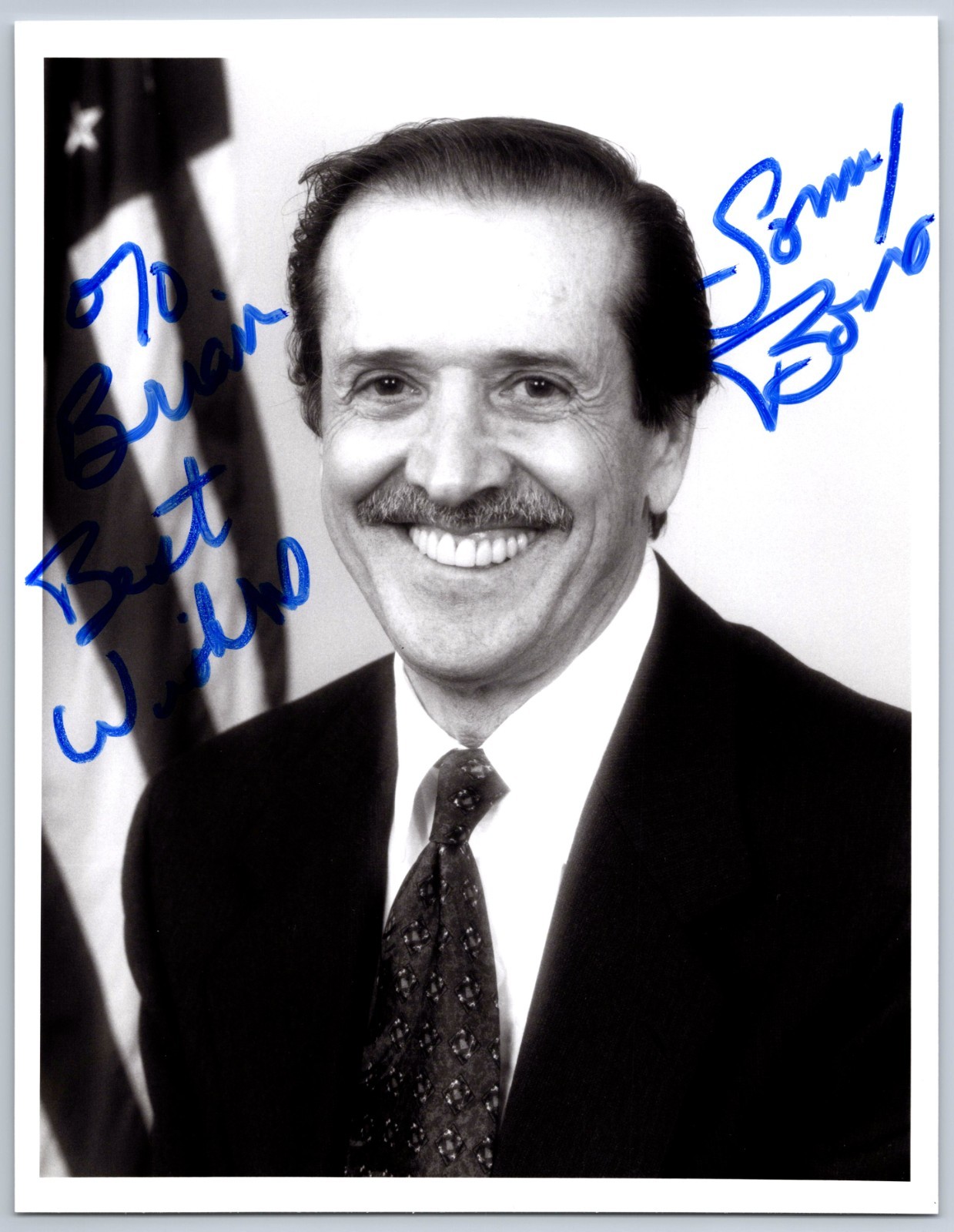 Sonny Bono Hand Signed 8 x 10 Black & White Photo