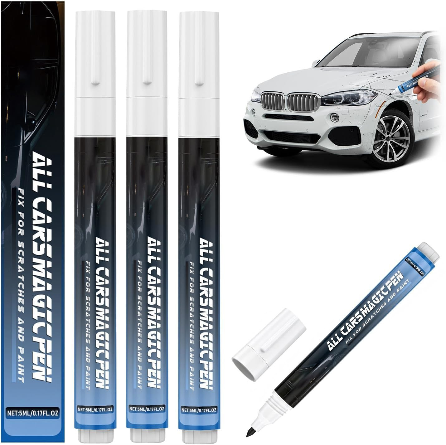 3Pcs Magic Car Scratch Removal Pen, All Cars Magic Pen for Car Scratches, All Co