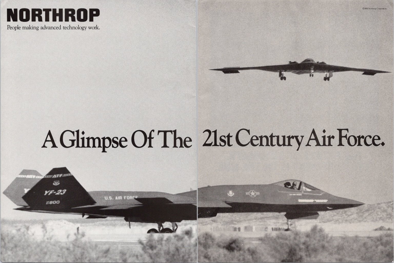 Northrop B-2 Spirit YF-23 Stealth Aircraft 1991 Vintage Magazine Ad Print