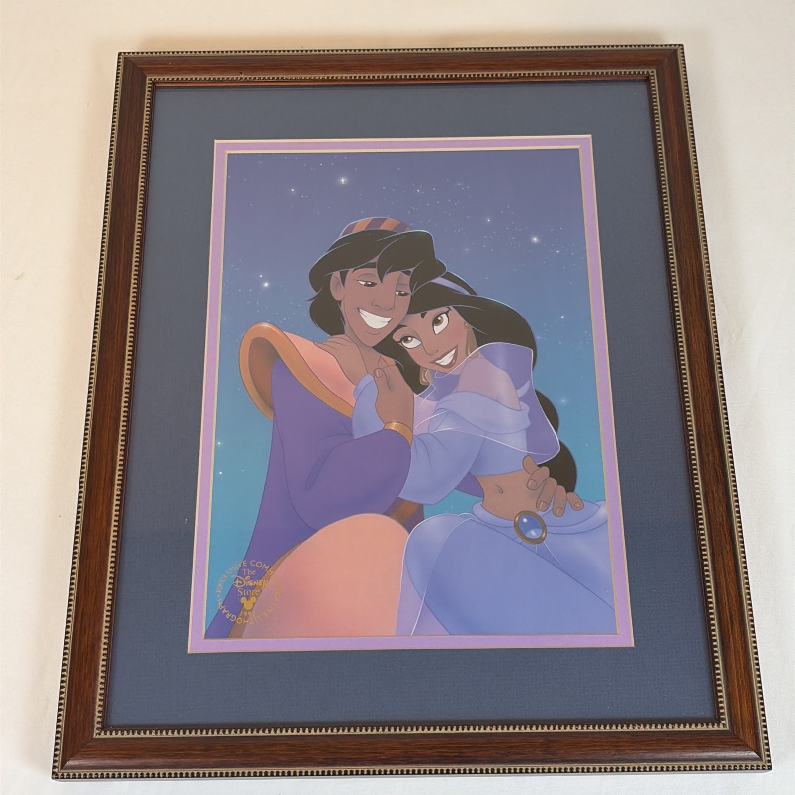 Disney Framed Aladdin 1993 Commemorative Lithograph Disney Store Exclusive Disne