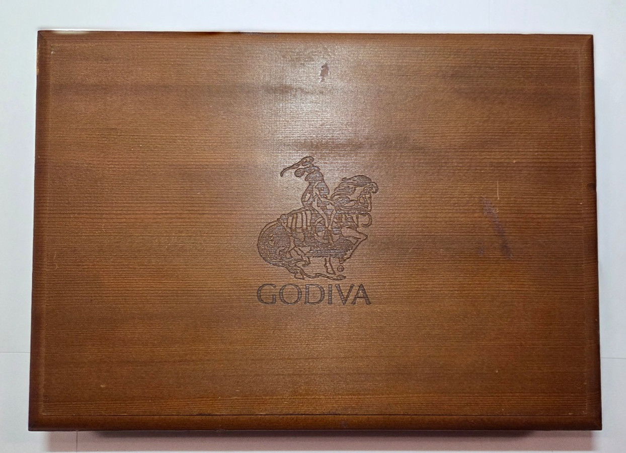 Vintage Wooden Godiva Chocolatier Box