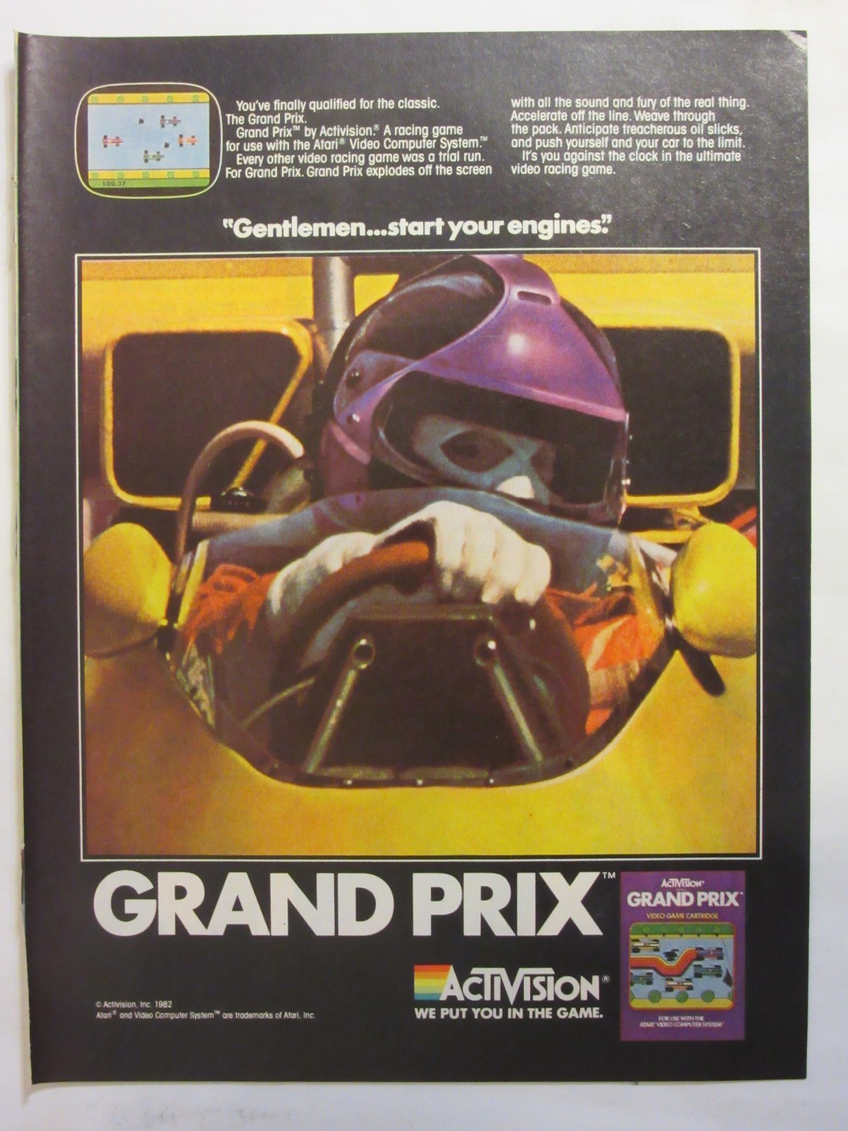- 1982 Activision GRAND PRIX Original Print Ad 8 x 10.5\