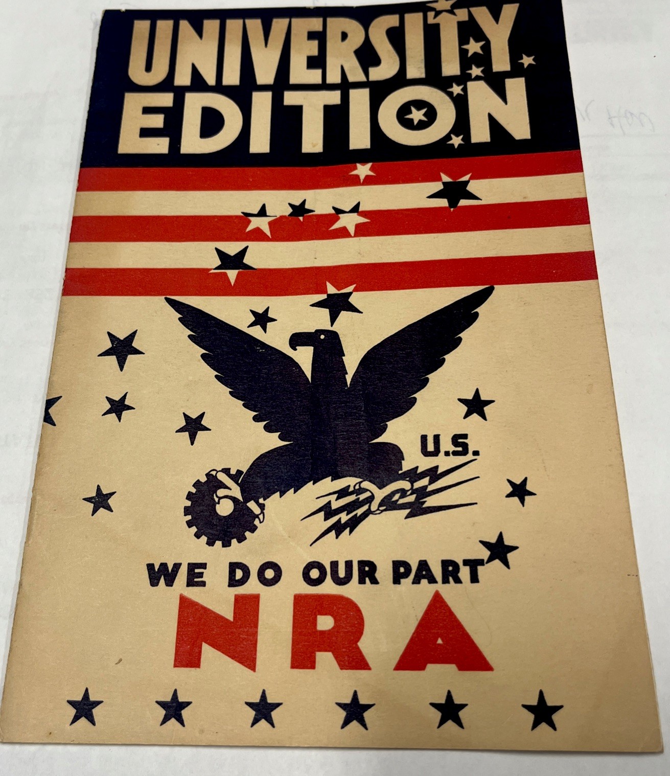Vintage University Edition We Do Our Part NRA 1933 ORIGINAL Pamphlet 