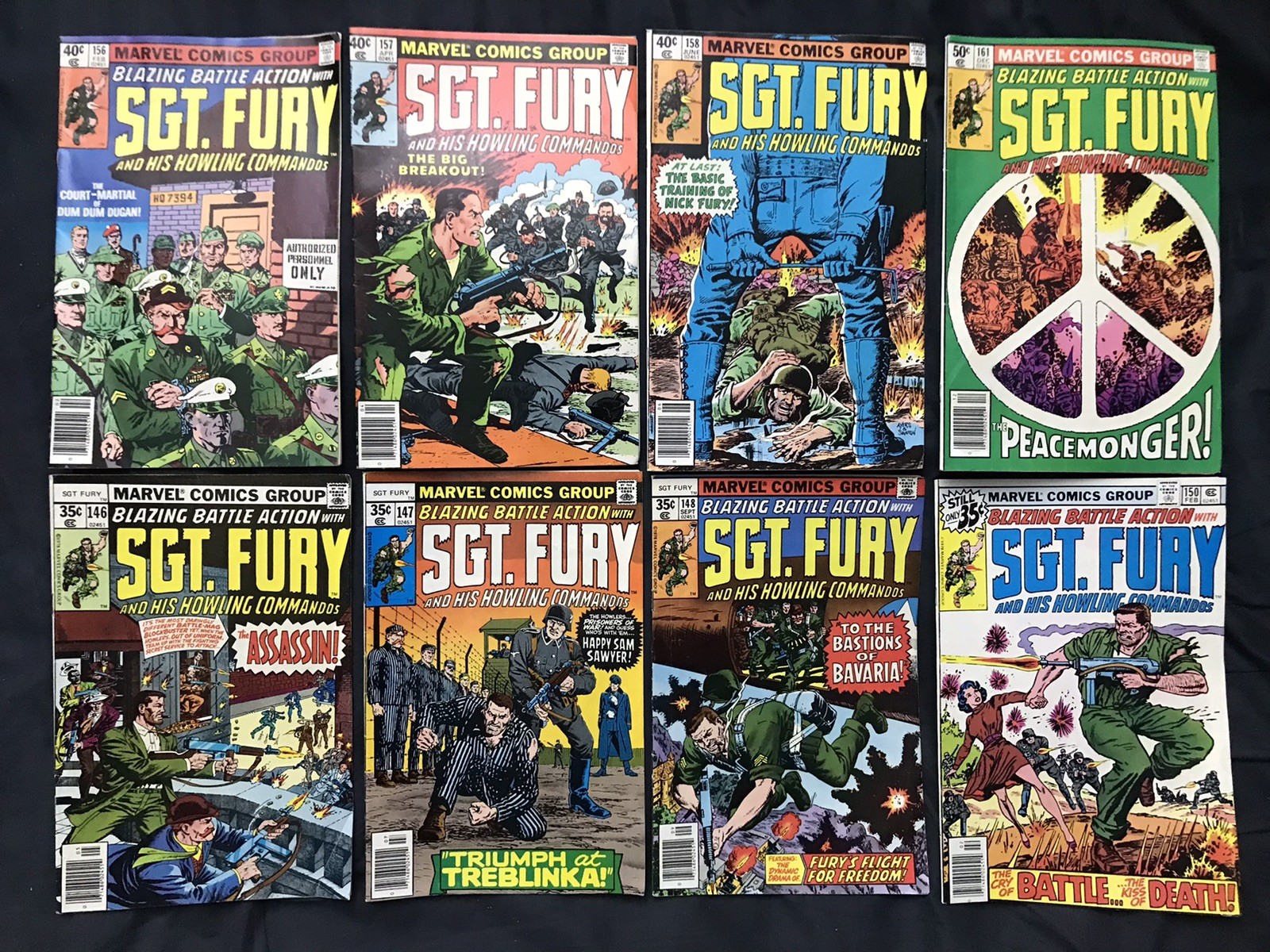 SGT. FURY Lot of 8 Comics: #146, 147, 148, 150, 156, 157, 158, 161: AVG FN