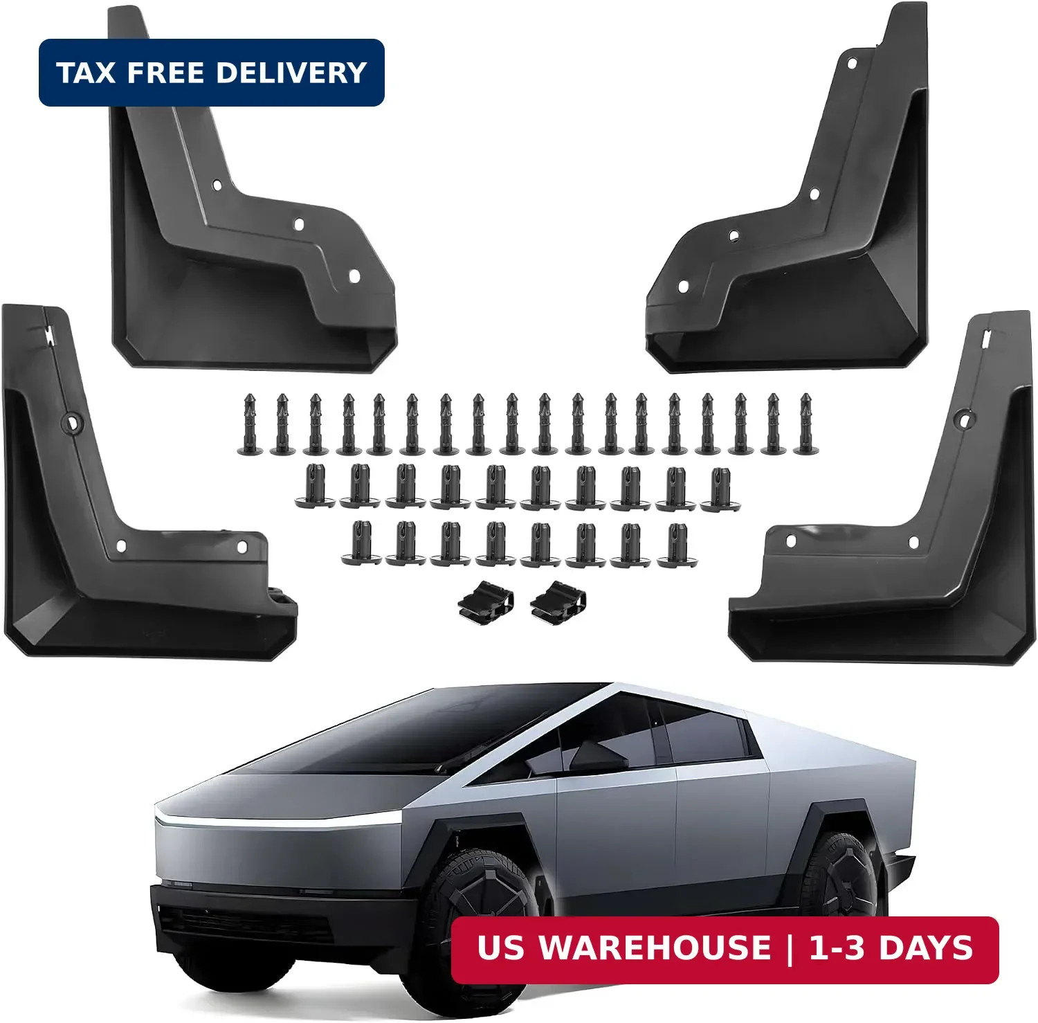 Mud Flaps Splash Guards for 2024-2026 Tesla Cybertruck All Weather Fender Guard
