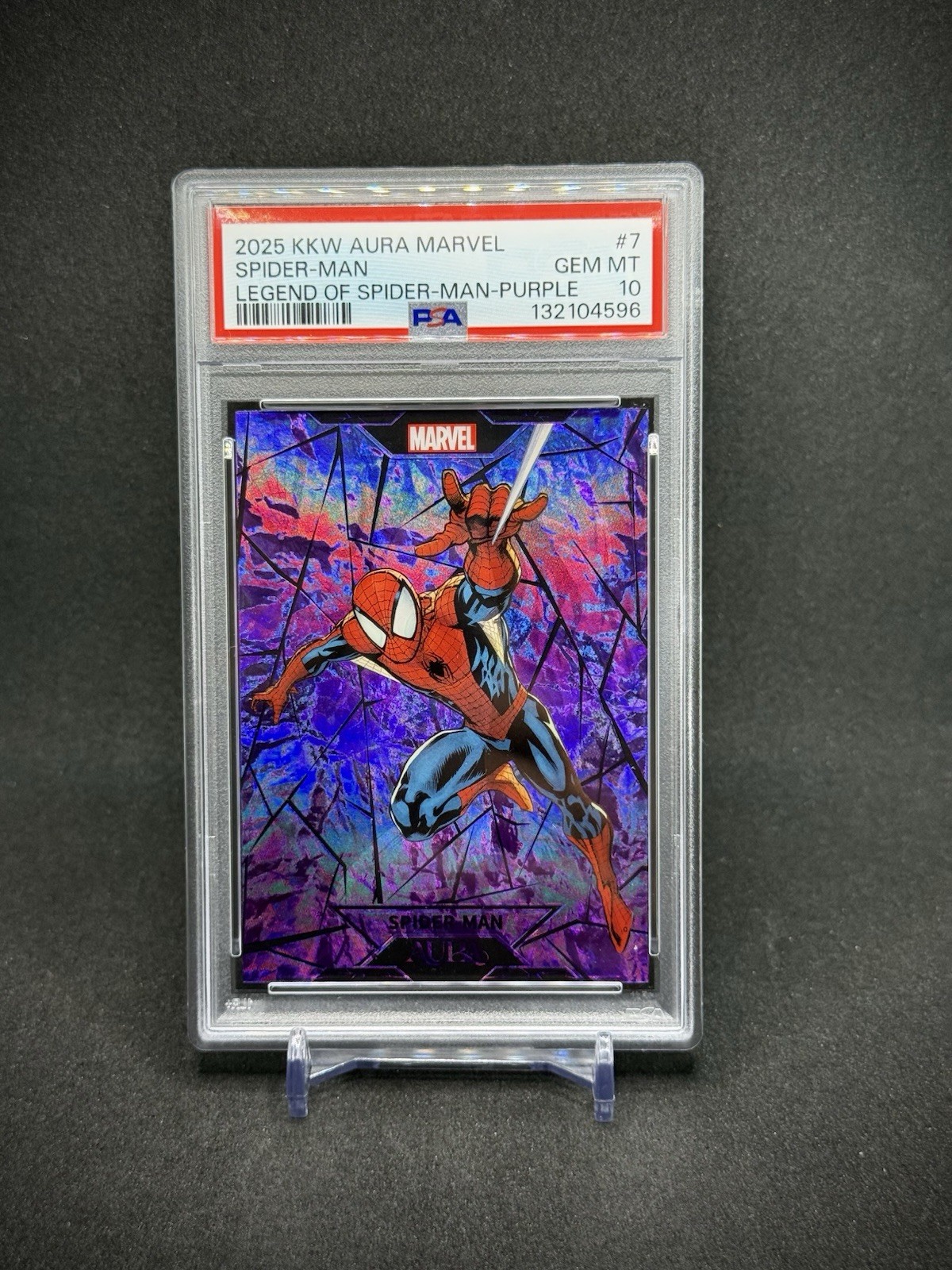 Spider-man 2025 Kakawow Aura Marvel Purple Refractor /45 SSP PSA 10