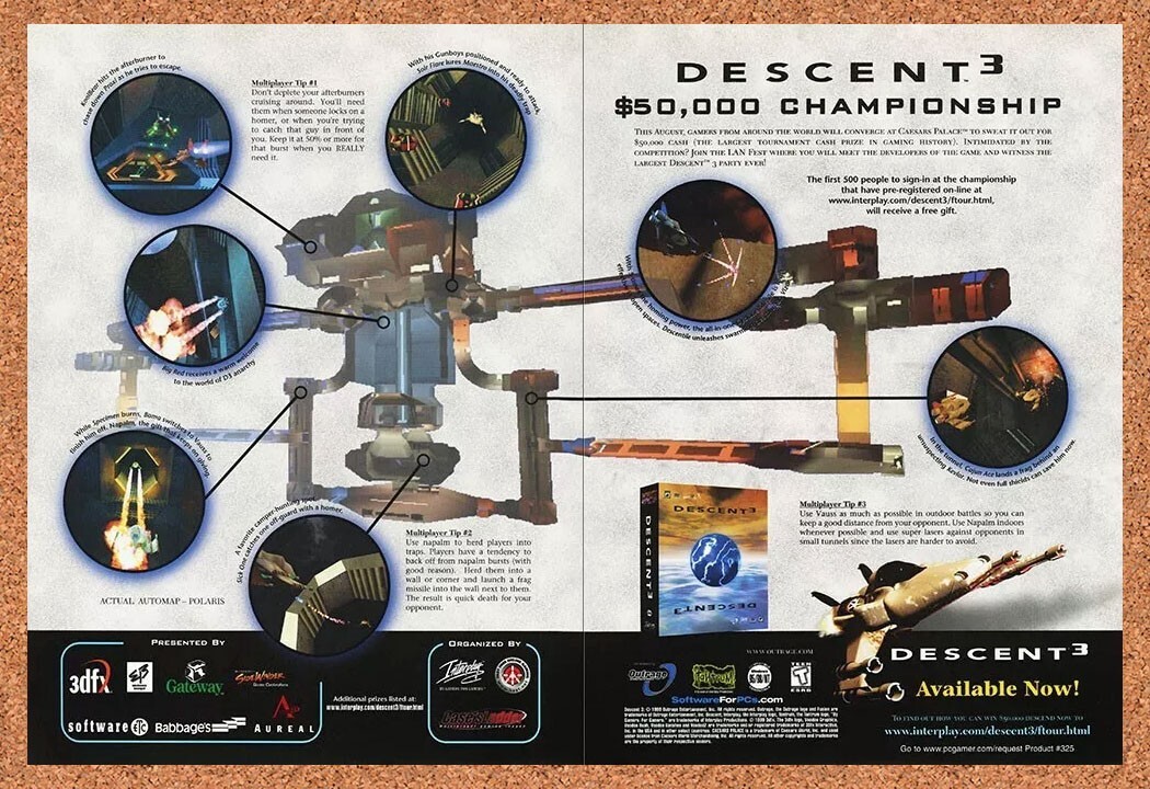 1998 Descent 3 Original $50000 Championship Sweepstakes Ad / Promo v1