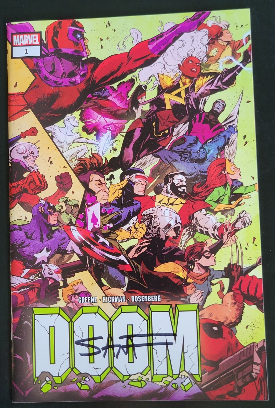 DOOM #1 2nd Print WRAPAROUND VARIANT SIGNED SANFORD GREENE + COA Marvel 2024 NM
