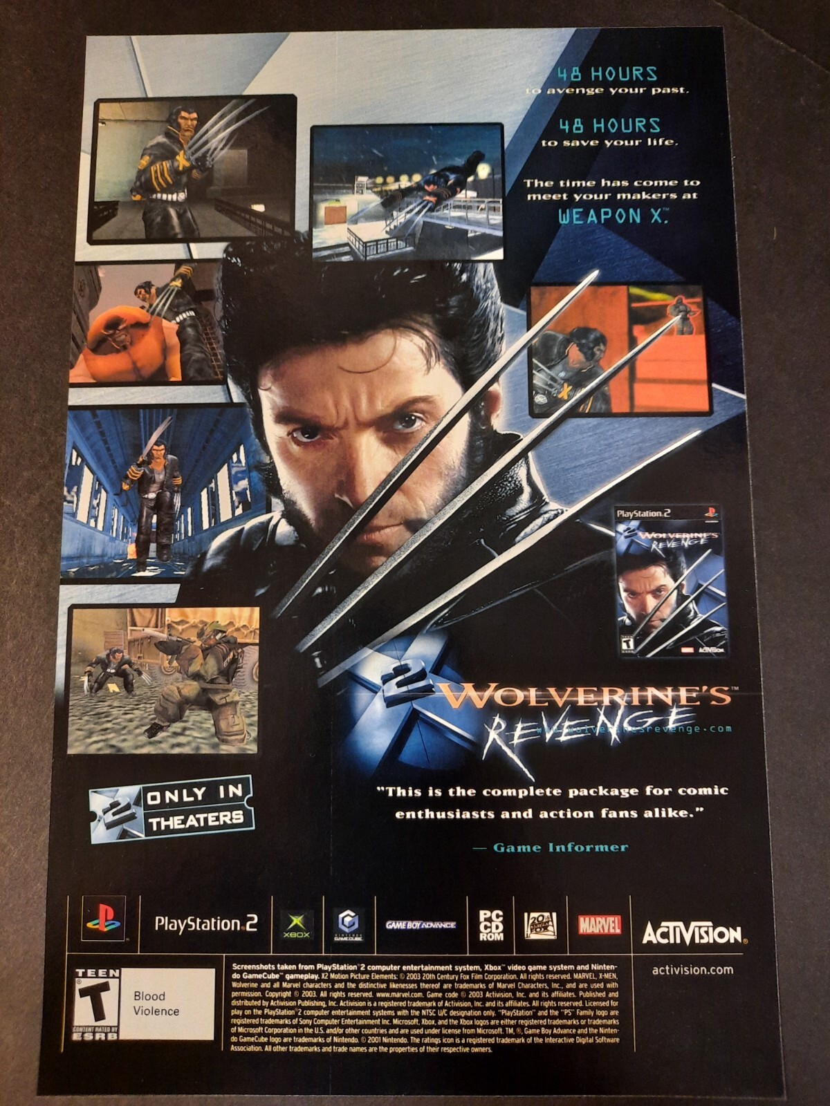 X2 WOLVERINE'S REVENGE Game Boy Advance PS2 ~ Vintage Comic Page PRINT AD 2003