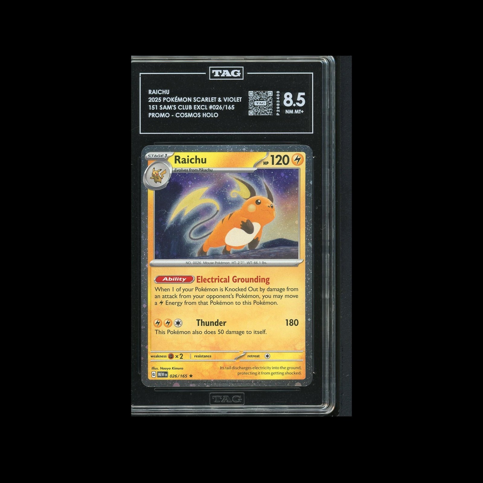 Raichu 151 Sam's Club Promo 26/165 TAG 8.5
