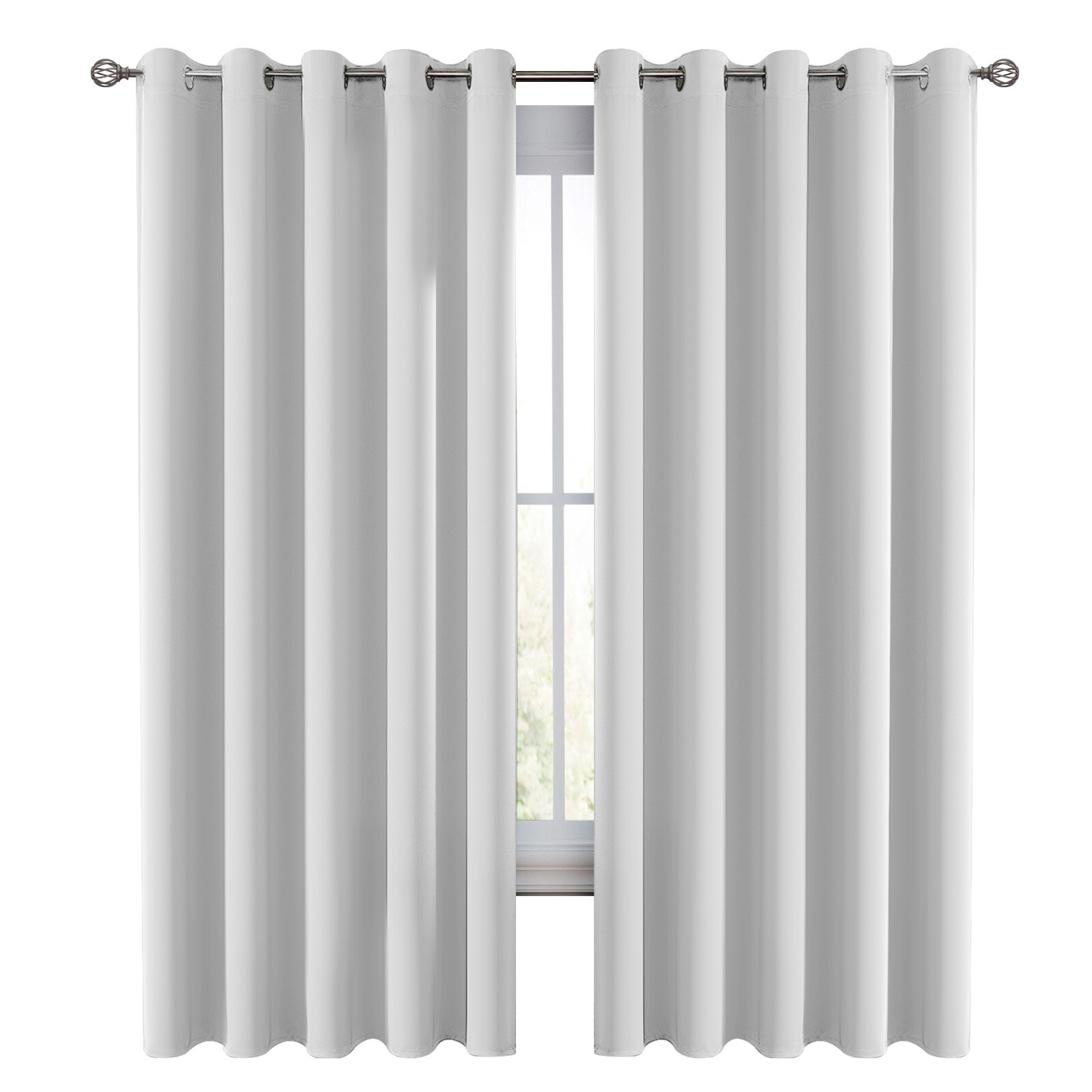 Pair of Blackout Curtains Eyelet Ring Top Ready Made Thick Thermal Curtain Set