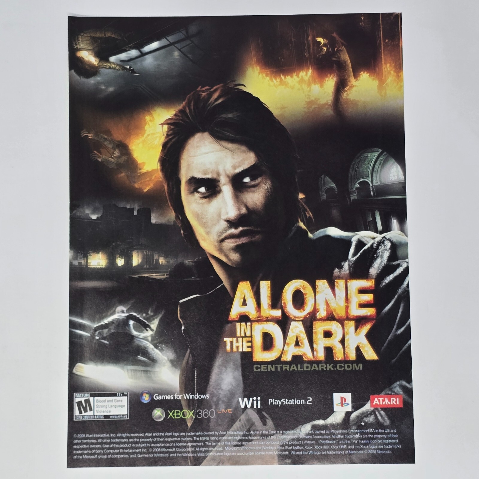 Alone in the Dark Xbox 360 Wii PS2 PC Atari Print Ad/Poster Official Promo