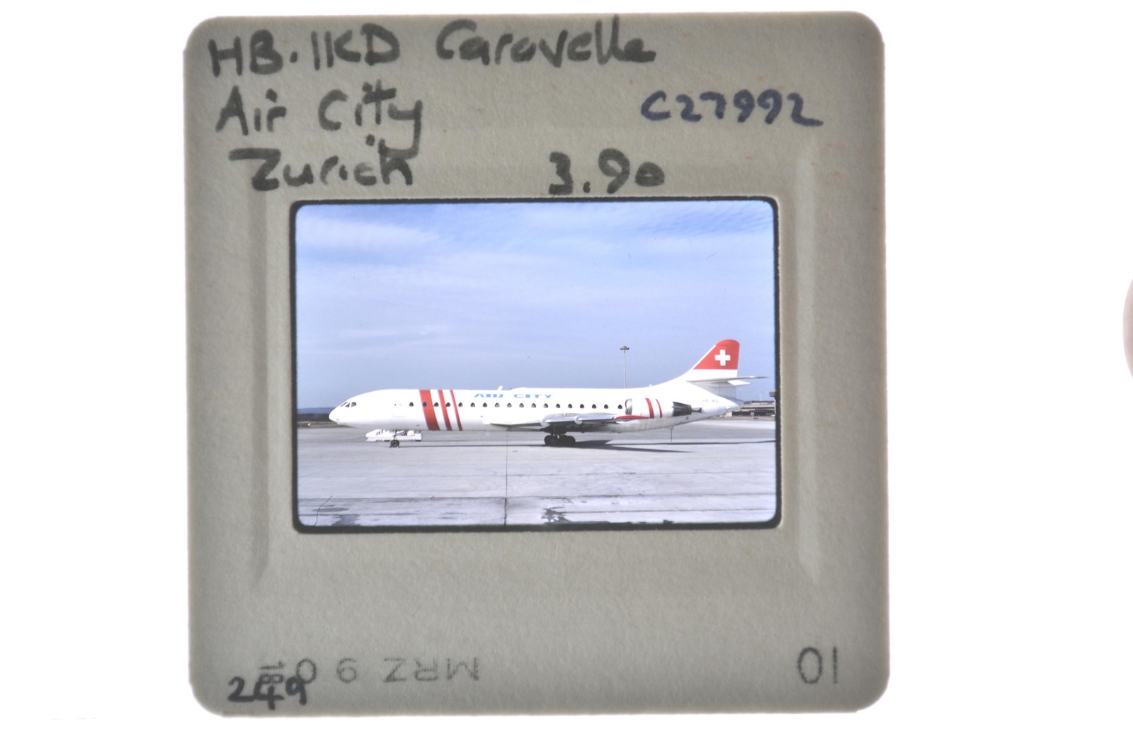 Air City Caravelle HB-Ikd Zurich Airport Switzerland c1990s Photo 35mm Slide