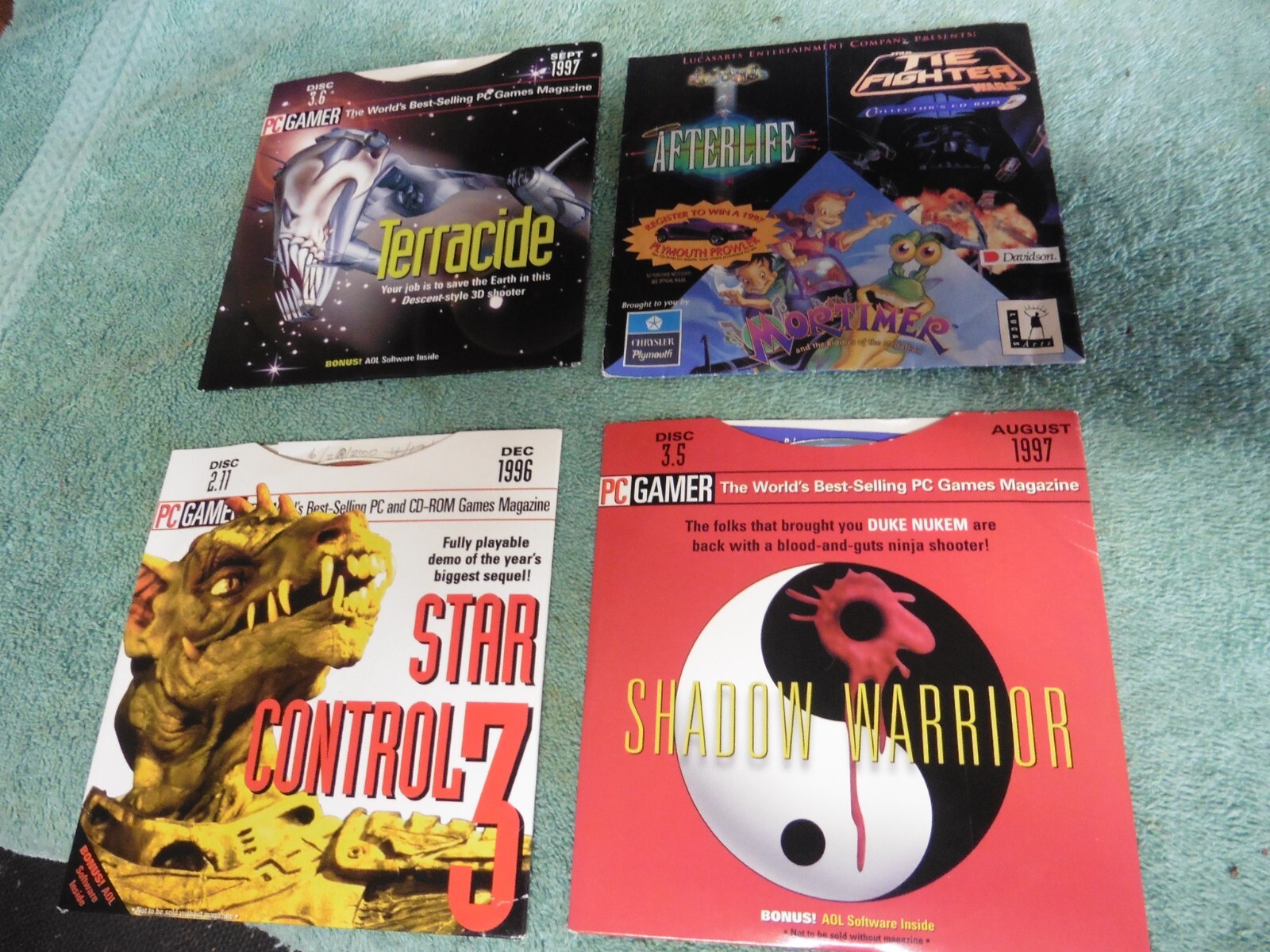 4 Rare pc gamer Cds Afterlife Star wars Tie fighter Chrysler Mortimer Teracide