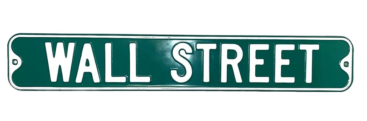 VTG Green WALL STREET Sign Metal 36