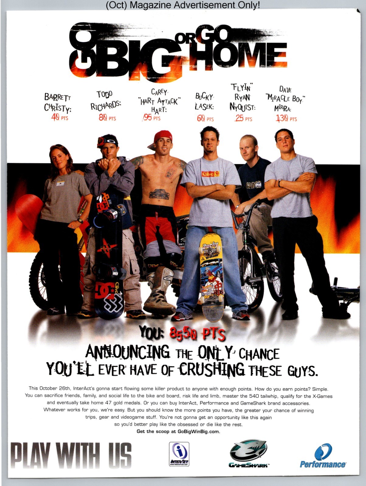 Interact Gameshark Go Big Or Go Home X Games Promo 2000 Advertisement