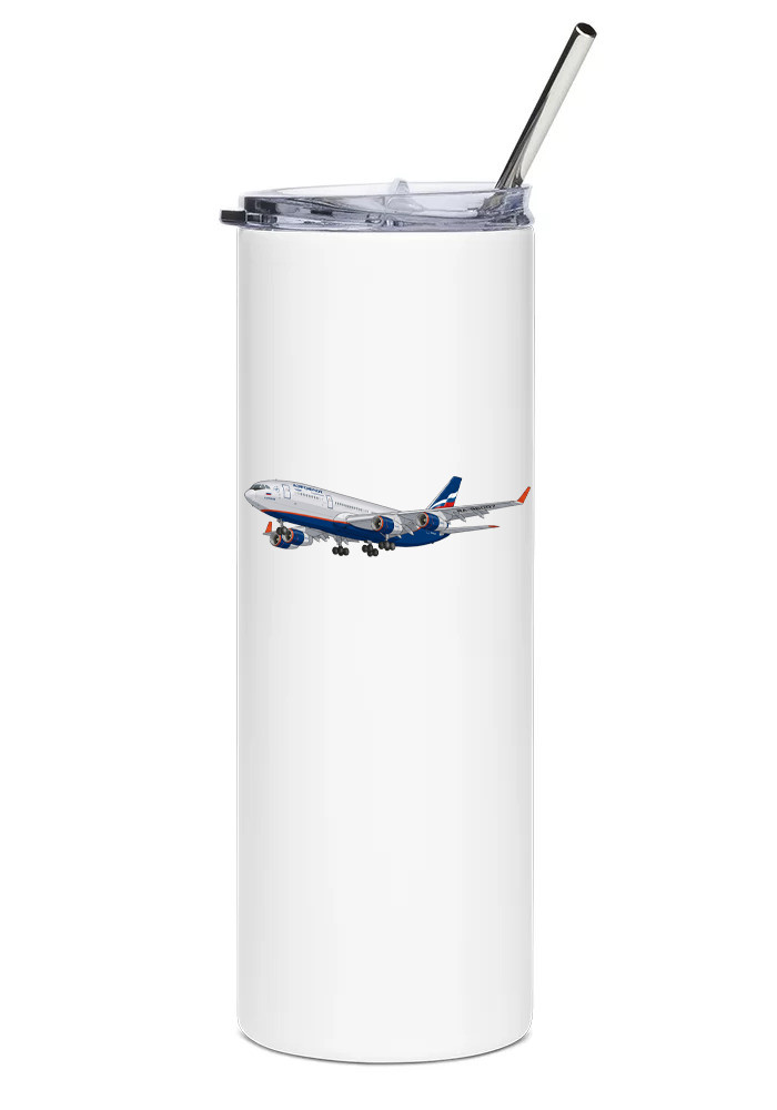 Aeroflot Ilyushin IL-96 Stainless Steel Water Tumbler with straw - 20oz.