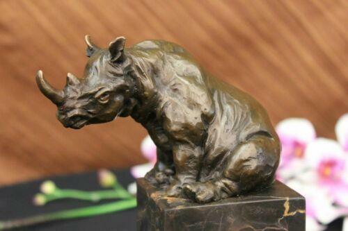 Art Deco White African Rhino Rhinoceros by Portuguese Artist Miguel Lopez Decor
