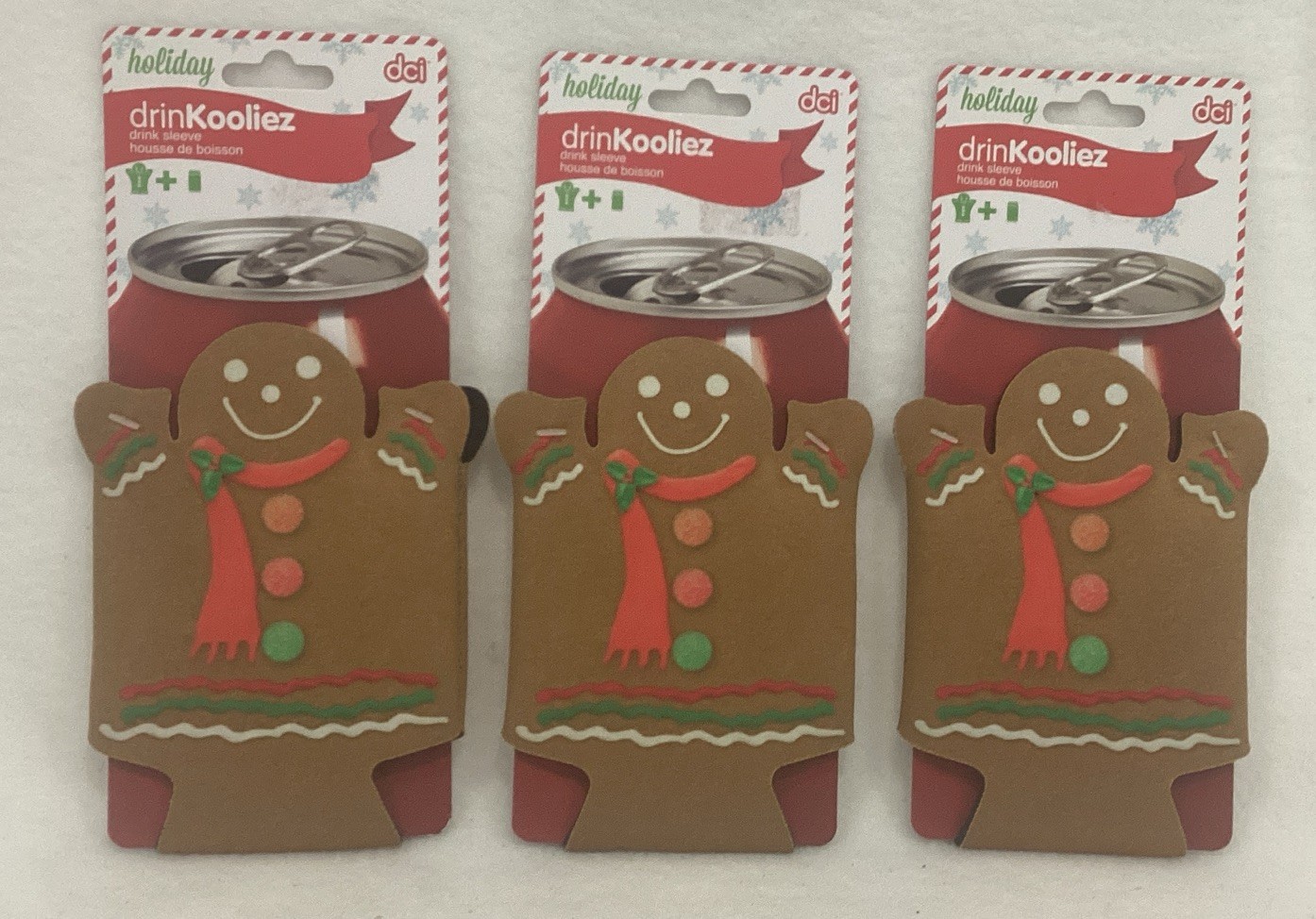Holiday Drinkooliez Gingerbread Man Drink Sleeve (Quantity 3)  NEW  MSRP $15 Ea.