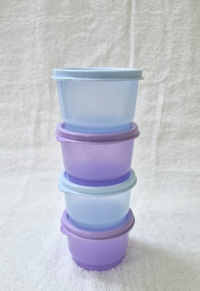 Tupperware Snack/Small Cups Blue and purple set of 4-4oz/140ml~ Lunch on the Go