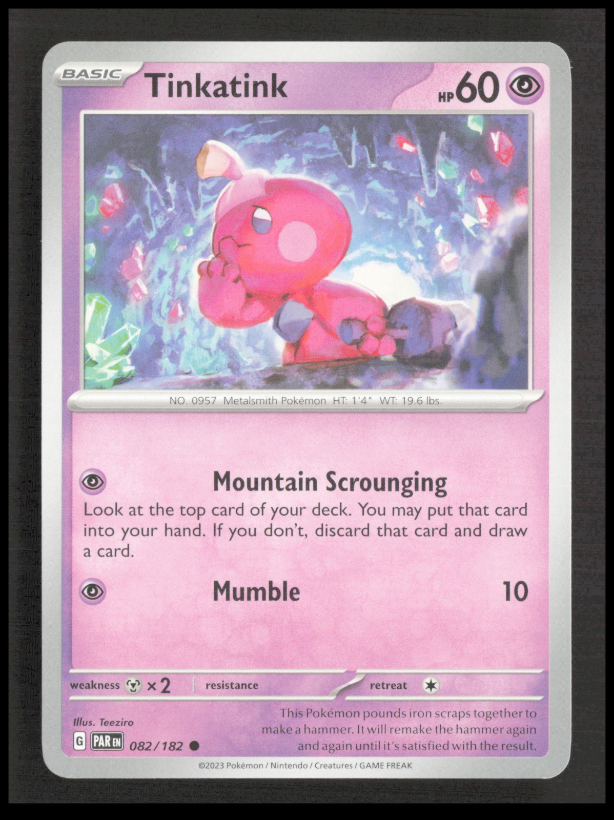 Tinkatink 082/182 Common SV04: Paradox Rift Pokemon tcg Card CB-1-3-C-18